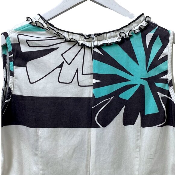 ESLA Modern Shift Dress Medium Black White Print Short Sleeve Midi - Picture 8 of 12